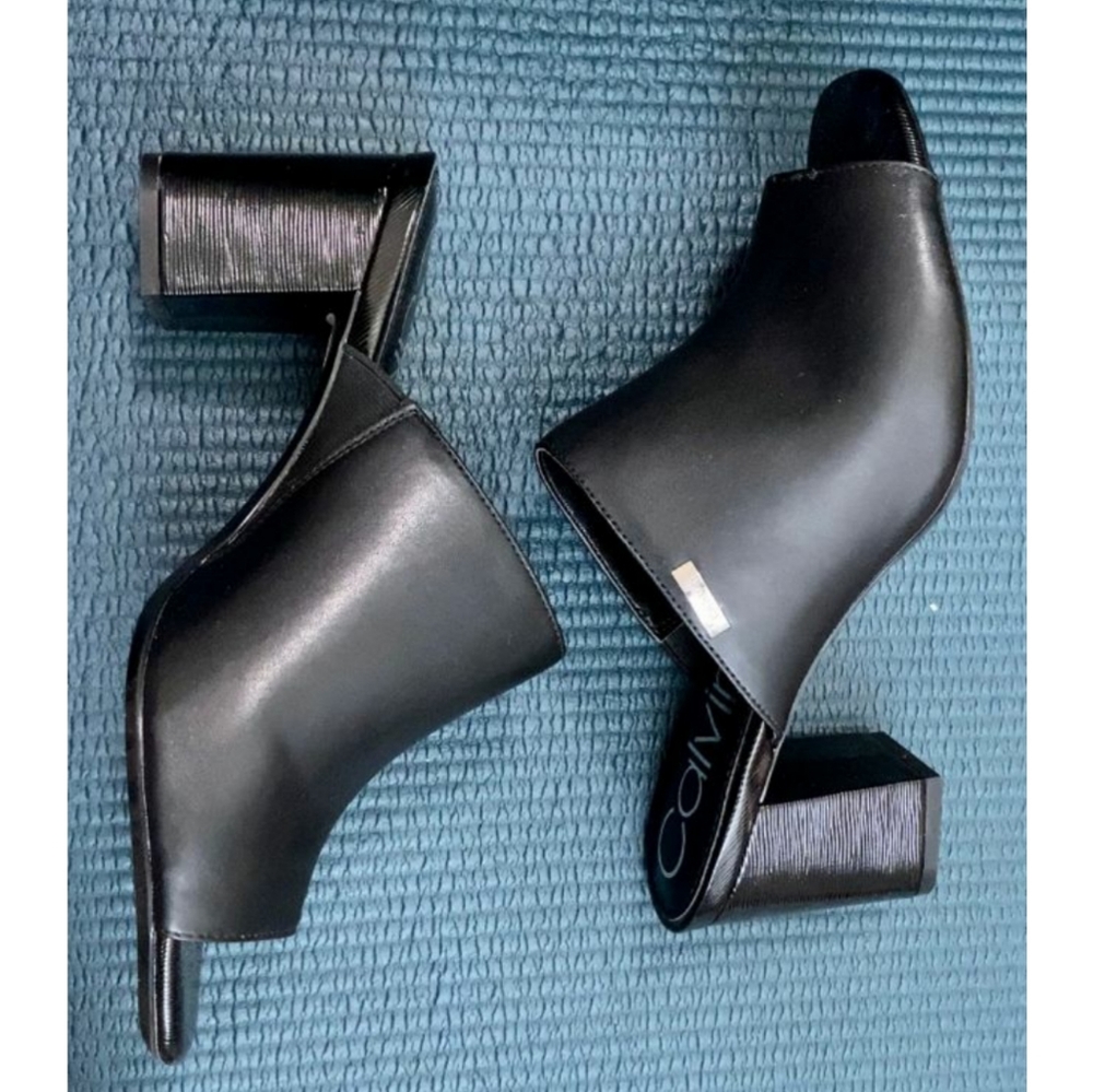 *New* Calvin Klein Black Mule Sandals, Block Heel